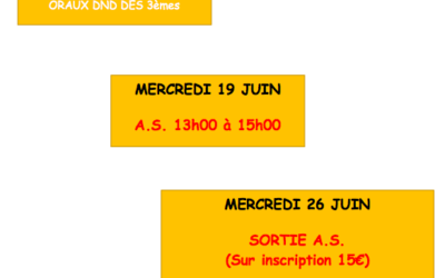 Planning de fin d’A.S. (Mois de Juin)